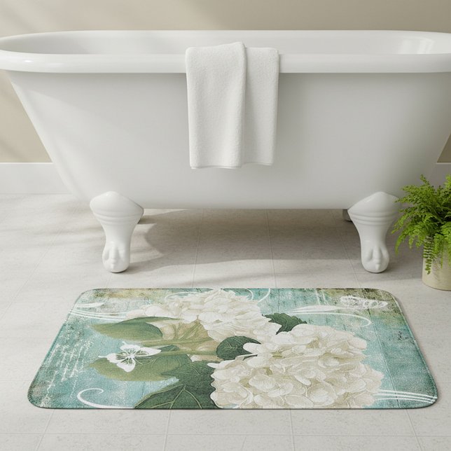 White hydrangea bath mat (Creator Uploaded)