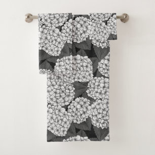 White hydrangea bath towel set