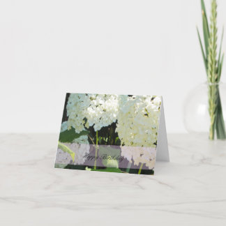 White Hydrangea Birthday Wishes Card