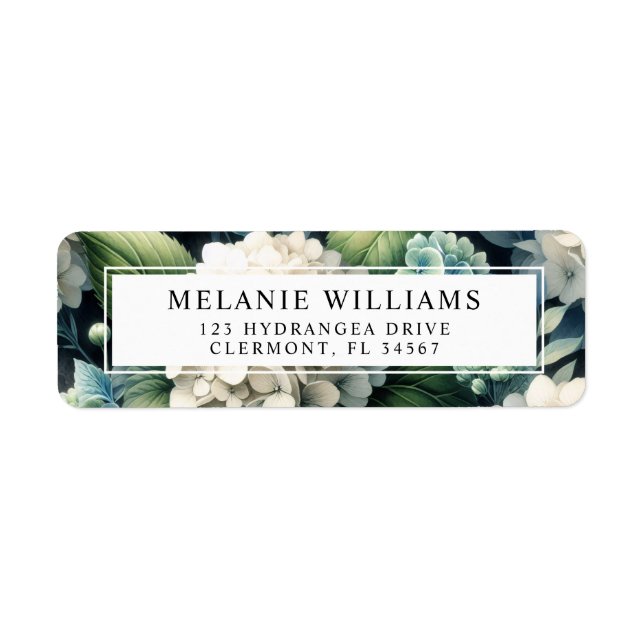White Hydrangea Botanea Custom Adresse de retour (Devant)