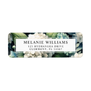 White Hydrangea Botanical Custom Return Address