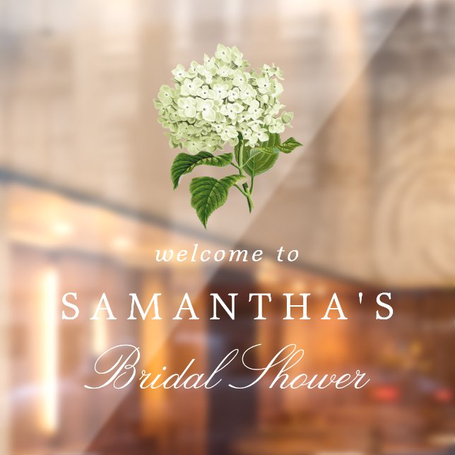 White Hydrangea Bridal Shower Welcome Window Cling (Sheet 2)