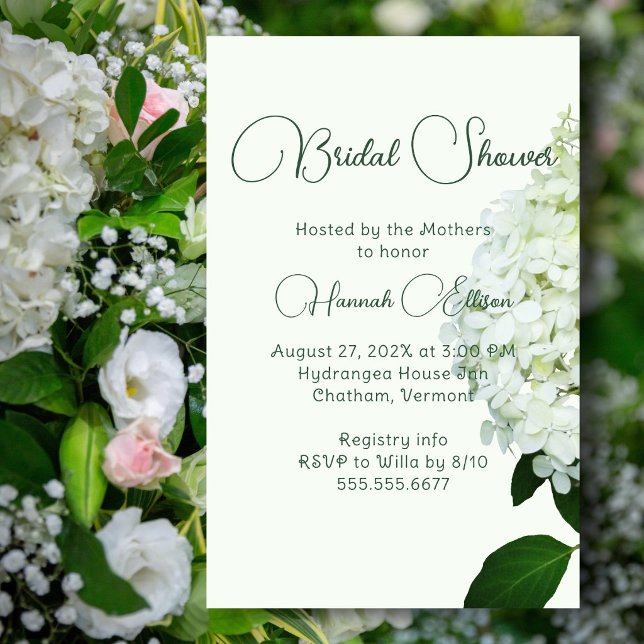 White Hydrangea Budget Bridal Shower Invitation Flyer (Creator Uploaded)