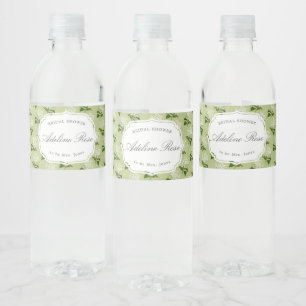 White Hydrangea Elegant Bridal Shower Water Bottle Label
