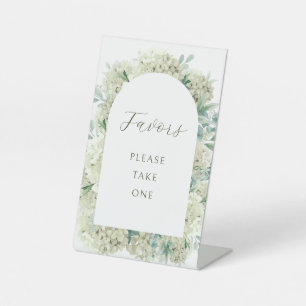 White Hydrangea Favors Pedestal Sign