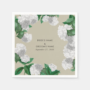 White Hydrangea Floral Greenery Modern Wedding Napkin
