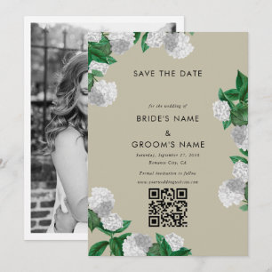 White Hydrangea Floral Greenery Photo Wedding Save The Date