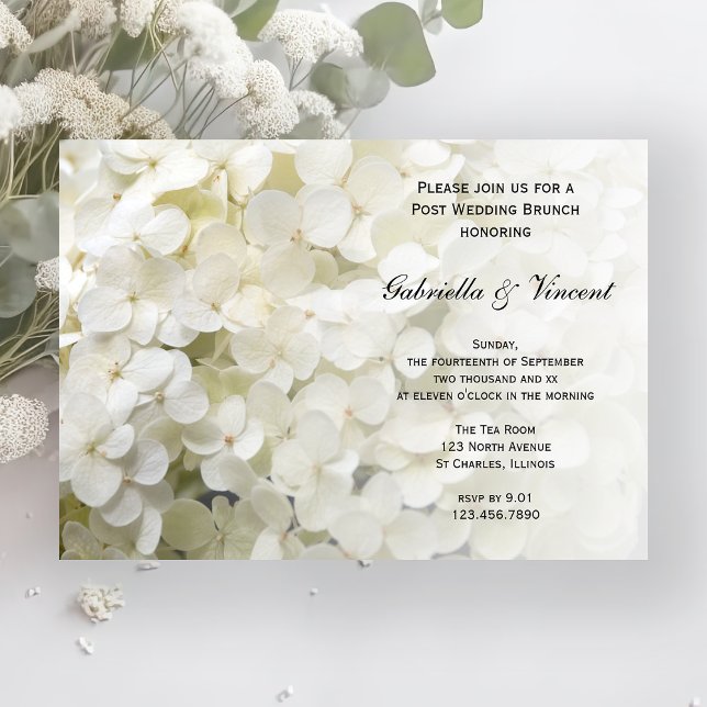 White Hydrangea Floral Post Wedding Brunch Invitation (Creator Uploaded)