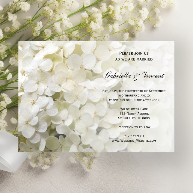 White Hydrangea Floral Wedding Invitation (Creator Uploaded)