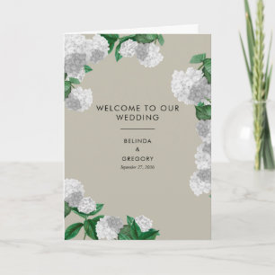 White Hydrangea Floral Wedding Order of Service Program