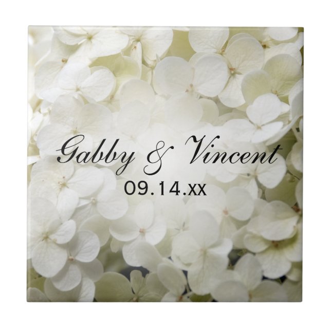 White Hydrangea Floral Wedding Tile (Front)