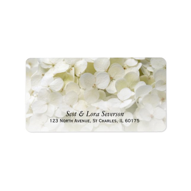 White Hydrangea Flower Return Address Label (Front)