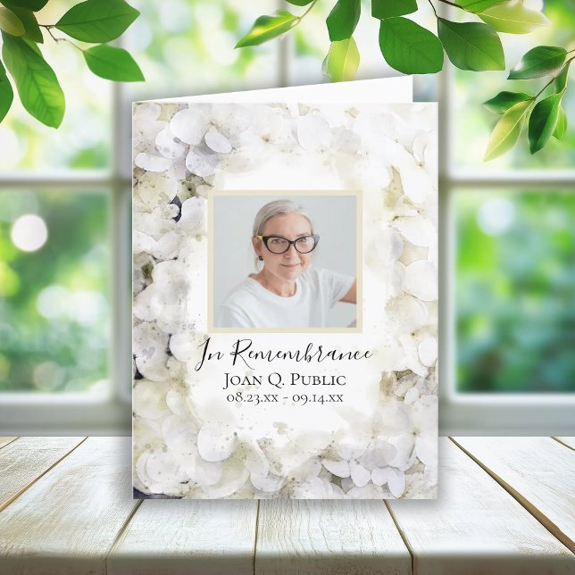 White Hydrangea Flower Watercolor Funeral Sympathy Thank You Card (Creator Uploaded)