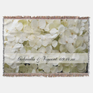 White Hydrangea Flower Wedding Keepsake Throw Blanket