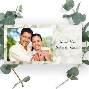 White Hydrangea Flower Wedding Thank You Card