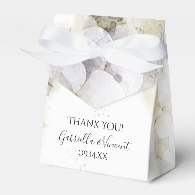 White Hydrangea Flowers Watercolor Wedding  Favor Box (Front Side)