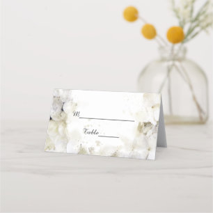 White Hydrangea Flowers Watercolor Wedding  Place Card