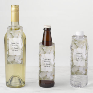 White Hydrangea Flowers Wedding Bottle Tag