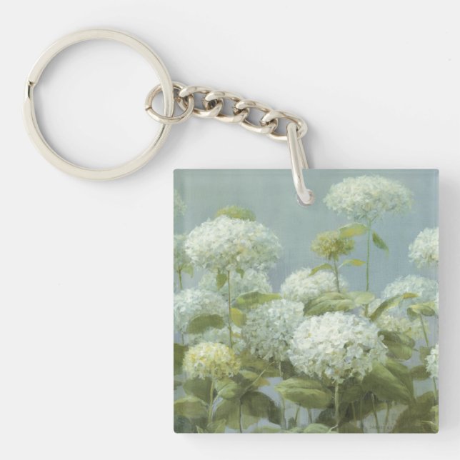 White Hydrangea Garden Keychain (Front)