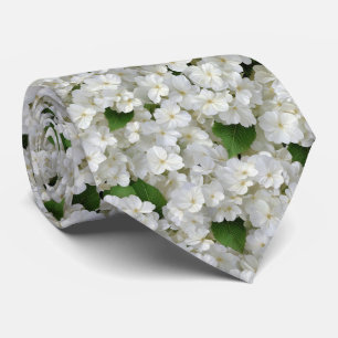 White Hydrangea Garden Pattern Tie