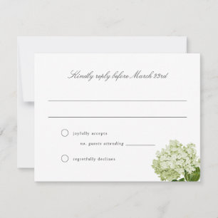White Hydrangea Grand-millennial Wedding RSVP Card