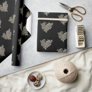White Hydrangea Heart Wrapping Paper