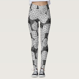 White hydrangea leggings