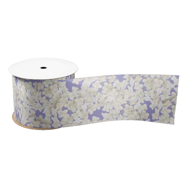 White Hydrangea On Pastel Purple Satin Ribbon (Spool)