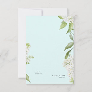 White Hydrangea Seafoam Wedding Blank Thank You Card