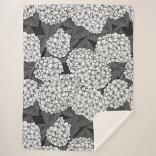 White hydrangea sherpa blanket