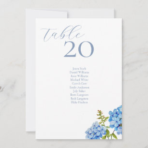 White   Hydrangea Table Number & Seating Card