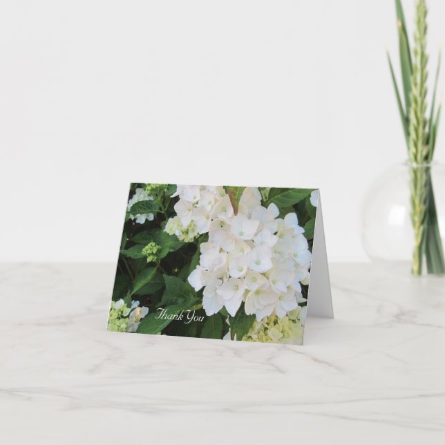 White Hydrangea Thank You Card (Front)