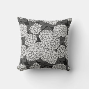 White hydrangea throw pillow