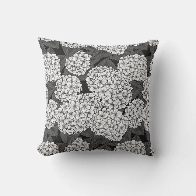 White hydrangea throw pillow (Front)