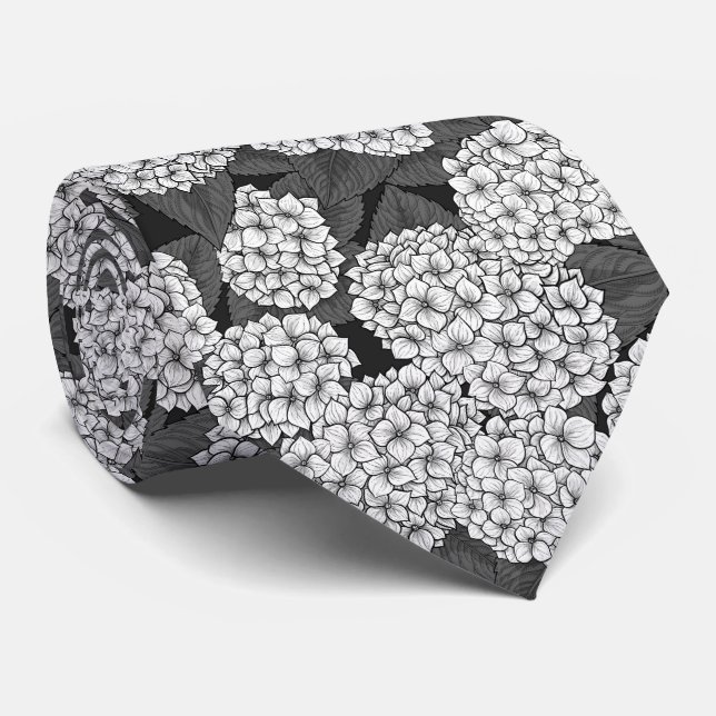 White hydrangea tie (Rolled)