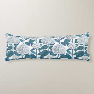 White hydrangea watercolor body pillow