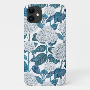 White hydrangea watercolor iPhone 11 case