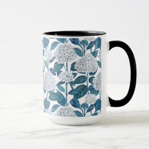 White hydrangea watercolor mug