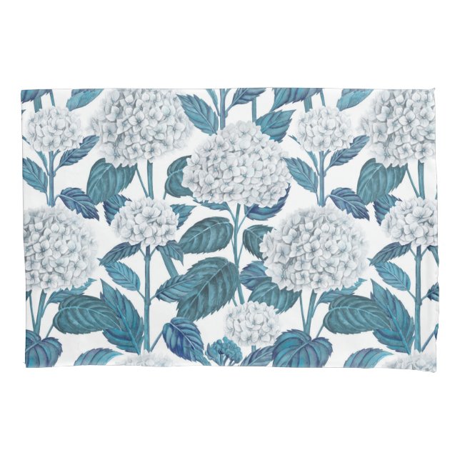 White hydrangea watercolor pillowcase (Front)