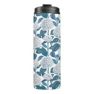 White hydrangea watercolor thermal tumbler
