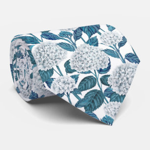 White hydrangea watercolor tie