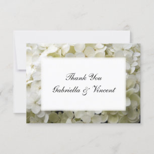 White Hydrangea Wedding Flat Thank You Notes