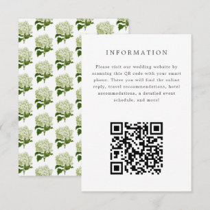 White Hydrangea Wedding Invitation Insert Card