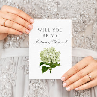White Hydrangea Will You Be My Matron of Honour Card