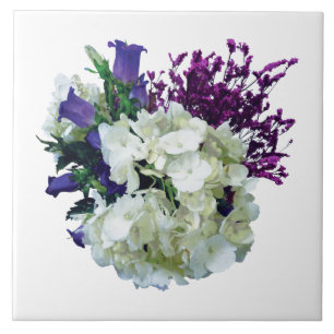 White Hydrangea With Canterbury Bells and Sage Tile