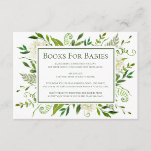 White Hydrangeas Books For Babies Shower Enclosure Card