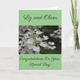WHITE HYDRANGEAS CUSTOM WEDDING CONGRATULATIONS CARD
