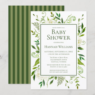 White Hydrangeas Floral Watercolor Baby Shower Invitation