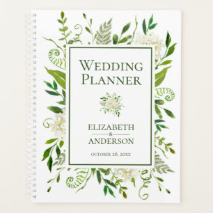 White Hydrangeas Floral Watercolor Wedding Planner