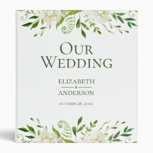 White Hydrangeas Floral Wedding Photo Album Binder